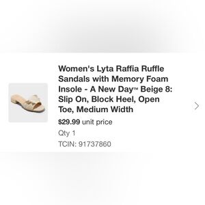 a new day Beige Raffia Ruffle Block Heel Sandals